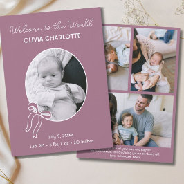 Anúncio Bem-vindos ao Mundo Roxo Nascido Recém-Nascido