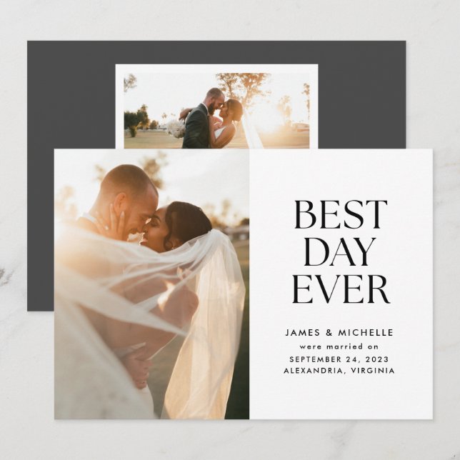 Anúncio Best Day Ever Wedding Announcement (Frente/Verso)