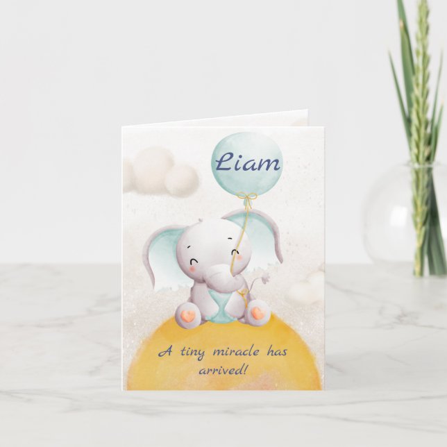 Anúncio Birth announcement card boy - Charming Elephant  (Frente)