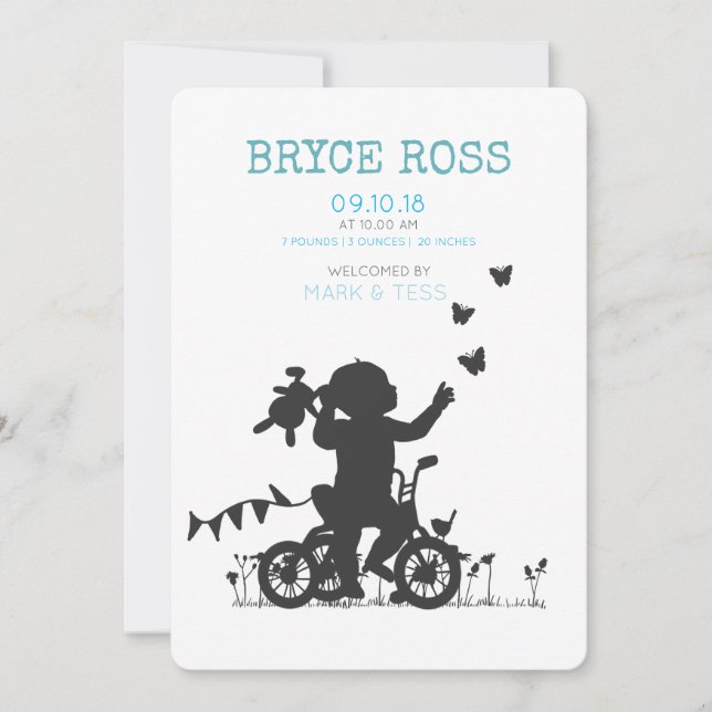 Anúncio BIRTH ANNOUNCEMENTS Boy with bike (Frente)