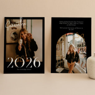 Anúncio Black & White 2026 Coquette Bow Photo Graduação