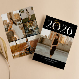 Anúncio Black & White 2026 Coquette Laço Foto Graduação