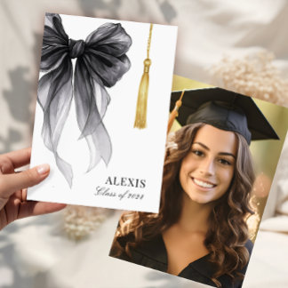 Anúncio Blak Bow Coquette Photo Graduation Cap Tassel