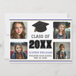 Anúncio Blue and Gold Graduation  Announcement