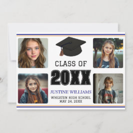 Anúncio Blue and Orange Graduation  Announcement