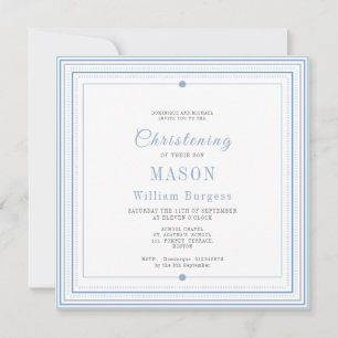 Anúncio Blue Christening Baptism Simple Script Modern