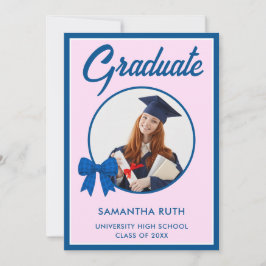 Anúncio Blue Gingham Bow Photo Graduation