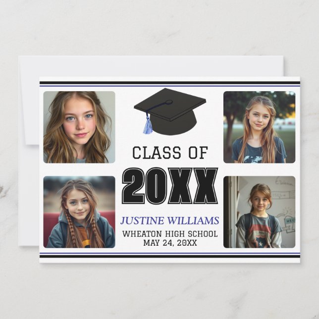 Anúncio Blue Graduation  Announcement (Frente)