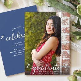 Anúncio Blue Graduation Foto Calliografia Coração Moderna