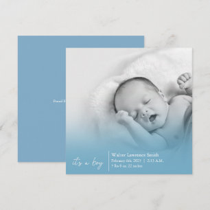 Anúncio Blue It's a Boy Birth Announement