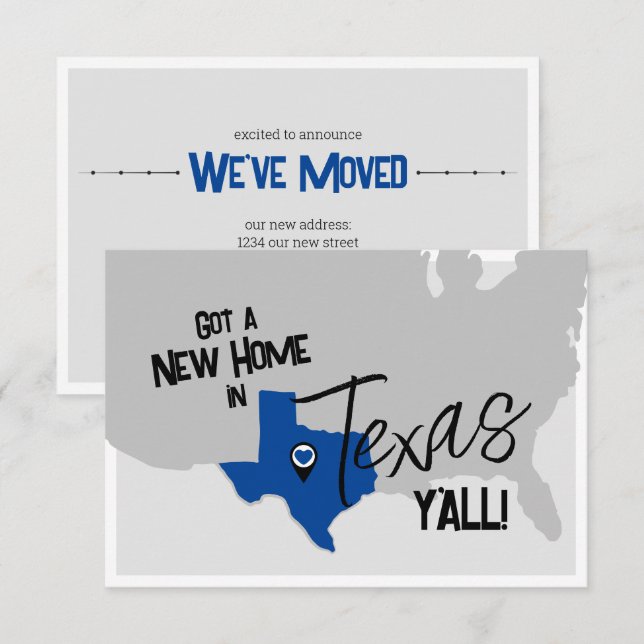 Anúncio Blue New Home no Texas Y'all Moving (Frente/Verso)