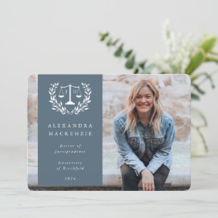 Anúncio Blue + White JD Law Scales Laurel Wreath Photo