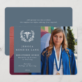 Anúncio Blue + White Laurel Wreath Registered Nurse Photo
