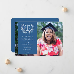 Anúncio Blue + White Law Scales Laurel Wreath Photo