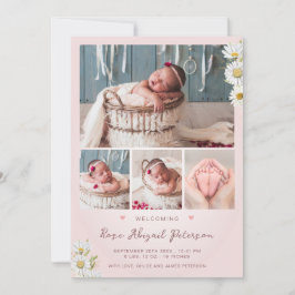 Anúncio Blush Photo Welcoming Newborn Girl Birth Stat