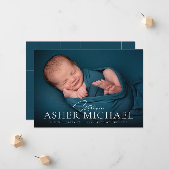 Anúncio Boas-vindas Bebê Nascimento Foto Comunicado Menina (Frente/Verso In Situ)