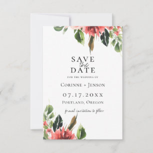 Anúncio Boêmio Coral Floral Salve A Data