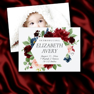 Anúncio Boho Bloom   Nascimento da Foto Azul e Vermelho Ma