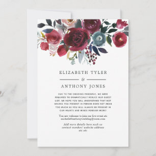 Anúncio Boho Chic Burgundy e lista de convidados reduzidos