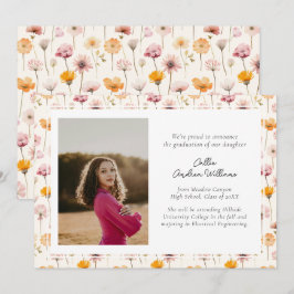 Anúncio Boho Floral Watercolor Graduação em Flores Selvage