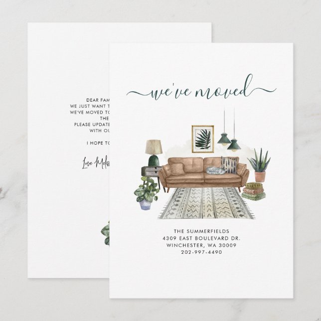 Anúncio Boho Nós Mudamos Chic Aquarela Mudando (Frente/Verso)