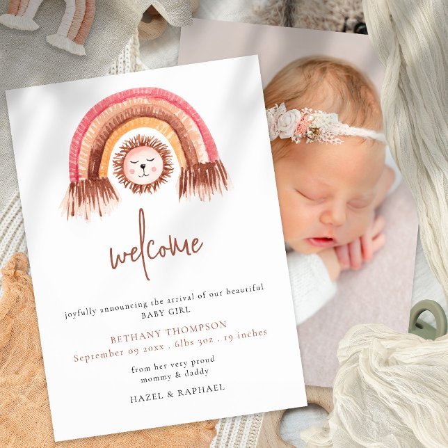 Anúncio Boho Rainbow Lion Welcome Baby (Criador carregado)