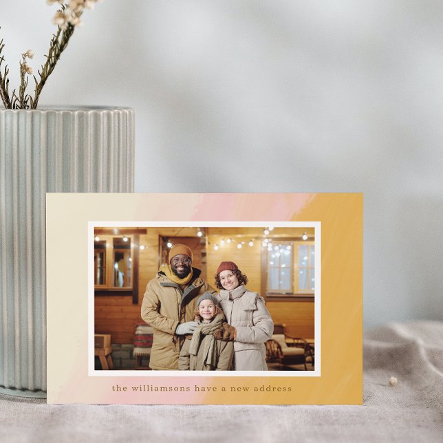 Anúncio Boho Rosa Amarelo Mudamos Novo Endereço Foto (Criador carregado)