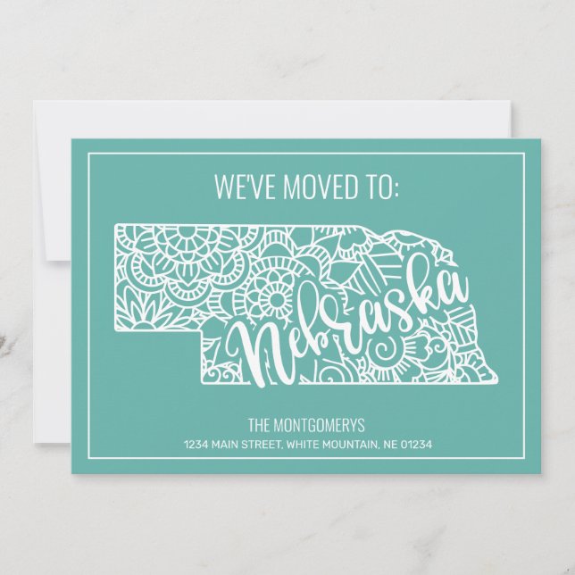 Anúncio Boho Teal Floral Mandala Nebraska Moving (Frente)