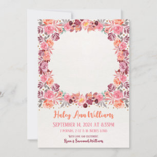 Anúncio Boho Watercolor Floral Newborn Girl Foto