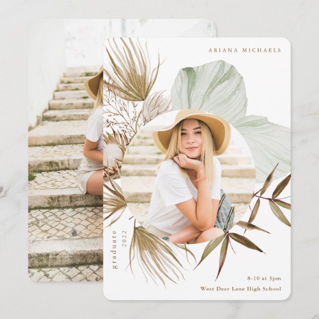 Anúncio Boho Wreath Dois Graduação Fotográfica (Frente/Verso)