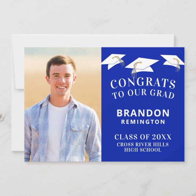 Anúncio Boné de formatura Tosse Foto Royle Azul e Branco (Frente)