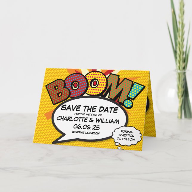 Anúncio BOOM Salve a data divertida Retrorna Pop de arte d (Frente)