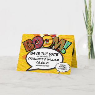 Anúncio BOOM Salve a Data Divertido Retro Quadrinhos Pop A