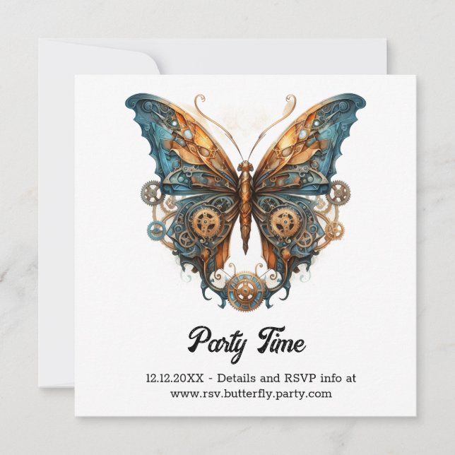 Anúncio Borboleta Artesã de Latão Casamento Steampunk (Frente)