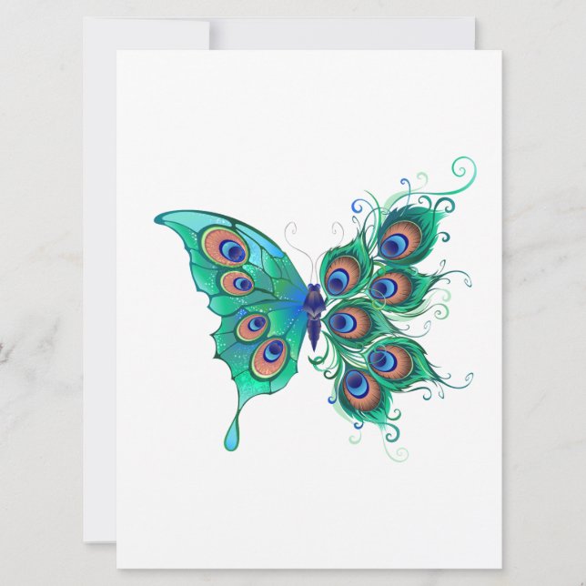 Anúncio Borboleta com Penas de Pavão Verde (Frente)