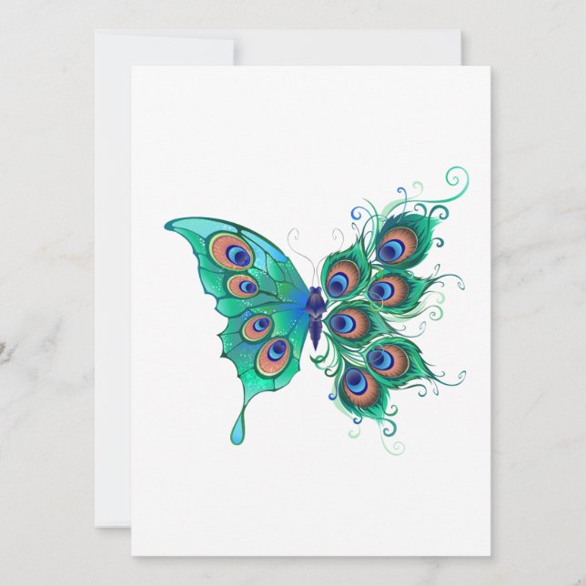 Anúncio Borboleta com Penas de Pavão Verde (Frente)
