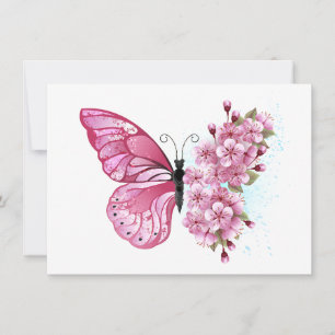 Anúncio Borboleta Flor com Sakura Rosa