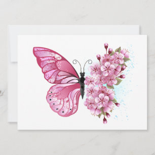 Anúncio Borboleta Flor com Sakura Rosa