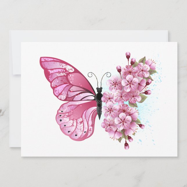 Anúncio Borboleta Flor com Sakura Rosa (Frente)