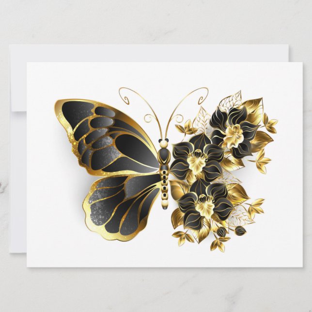Anúncio Borboleta Flor de Ouro com Orquídea Preta (Frente)