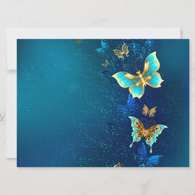 Anúncio Borboletas de ouro em um fundo azul (Frente)