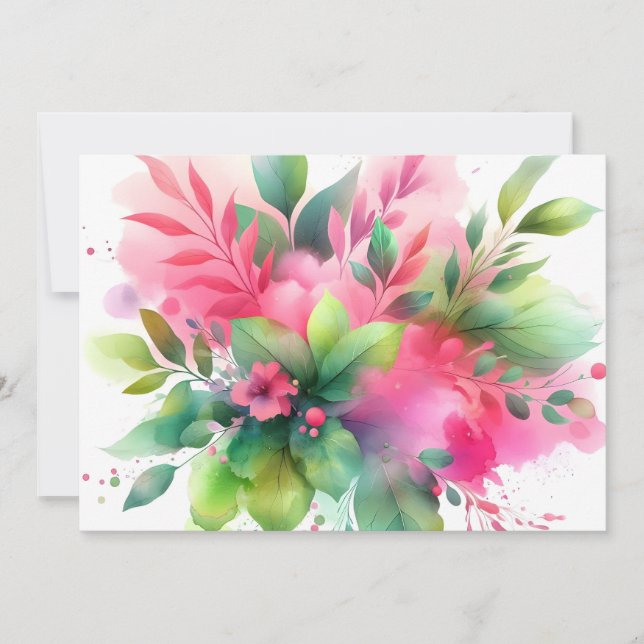 Anúncio Botânico Floral de Aquarela Rosa Verde (Frente)