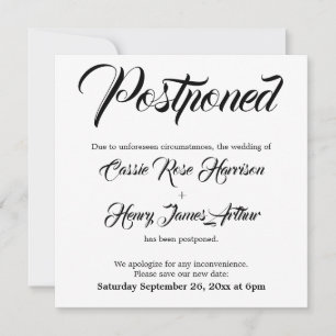 Anúncio branco de casamento adiado elaborado