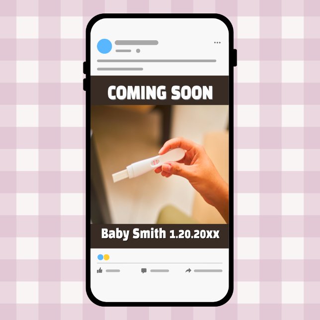 Anúncio Brevemente, a gravidez de teste positiva nas mídia (Coming Soon Pregnancy Stick Baby Announcement)