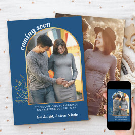 Anúncio Brevemente Dourada Arca 2 Foto Gravidez Azul