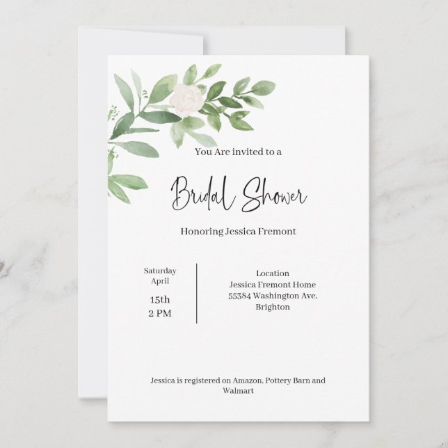 Anúncio Bridal Shower Watercolor Invitation (Frente)
