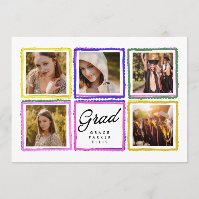Anúncio Bright Retro Grad Photo Collage Frames Graduation  (Frente)