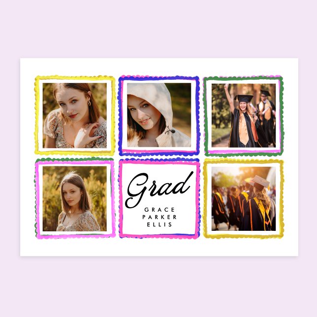 Anúncio Bright Retro Grad Photo Collage Frames Graduation  (Criador carregado)