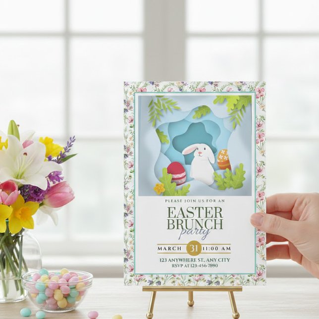 Anúncio Bunny & Floral Easter Brunch I Estilo 3D (Criador carregado)