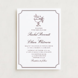 Anúncio Burgundy Elegant Frame Wedding Invitation